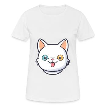 Hantilly Tiffany Cat Cartoon Watercolor Clipart - Women's Breathable T-Shirt - white - Front - AI Model Female 172 dark (172cm)