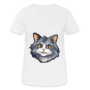 Kurilian Bobtail Cat Cartoon Watercolor Clipart - Women's Breathable T-Shirt - white - Front - AI Model Female 172 dark (172cm)