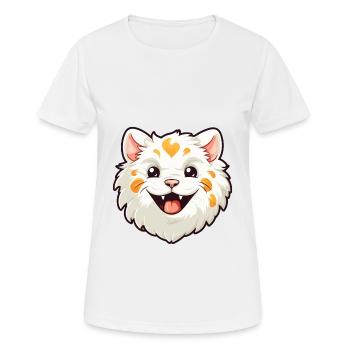 Laperm Katze Karikatur Aquarell Illustration - Frauen T-Shirt atmungsaktiv - Weiß - Vorne - AI Model Female 172 dark (172cm)