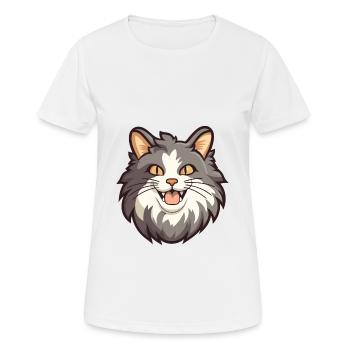 Norwegian Forest Cat Cartoon Watercolor Clipart - Women's Breathable T-Shirt - white - Front - AI Model Female 172 dark (172cm)