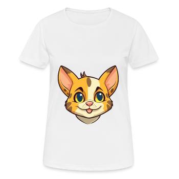 Savannah Katze Cartoon Aquarell Illustration - Frauen T-Shirt atmungsaktiv - Weiß - Vorne - AI Model Female 172 dark (172cm)