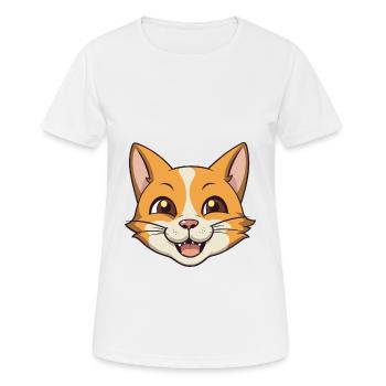 German Rex Cat Cartoon Watercolor Illustration - Women's Breathable T-Shirt - white - Front - AI Model Female 172 dark (172cm)