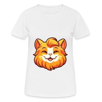 Ginger Longhair Cat Cartoon Aquarelle Clipart - T-shirt respirant Femme - blanc - Devant - AI Model Female 172 dark (172cm)