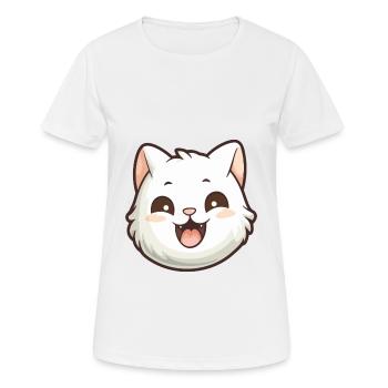 Khao Manee chat dessin animé illustration à l’aquarelle - T-shirt respirant Femme - blanc - Devant - AI Model Female 172 dark (172cm)