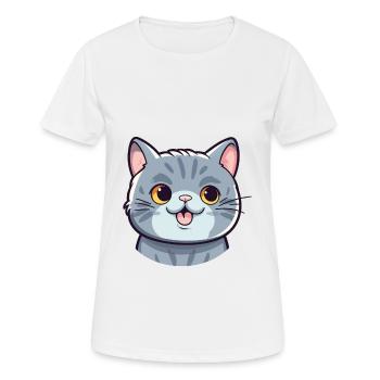 Scottish Shorthair Cat Cartoon Watercolor Clipart - Women's Breathable T-Shirt - white - Front - AI Model Female 172 dark (172cm)