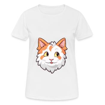Illustration à l’aquarelle de bande dessinée de chat Van turc - T-shirt respirant Femme - blanc - Devant - AI Model Female 172 dark (172cm)