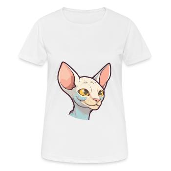 Sphynx Cat Cartoon Watercolor Illustration - Women's Breathable T-Shirt - white - Front - AI Model Female 172 dark (172cm)