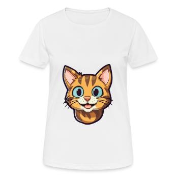 Toyger Katze Karikatur Aquarell Illustration - Frauen T-Shirt atmungsaktiv - Weiß - Vorne - AI Model Female 172 dark (172cm)