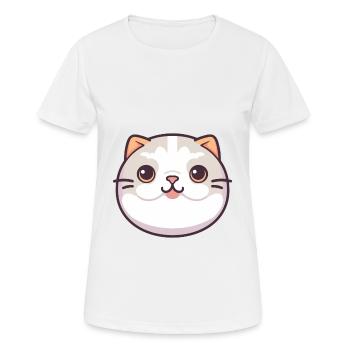 Schottische Falte Kurzhaar Katze Karikatur Aquarell Kunst - Frauen T-Shirt atmungsaktiv - Weiß - Vorne - AI Model Female 172 dark (172cm)
