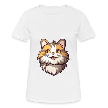 Kurilian Bobtail Cat Cartoon Watercolor Clipart - Women's Breathable T-Shirt - white - Front - AI Model Female 172 dark (172cm)