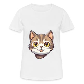 American Wirehair Cat Cartoon Watercolor Clipart - Women's Breathable T-Shirt - white - Front - AI Model Female 172 dark (172cm)