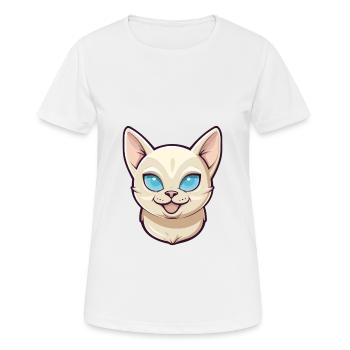 Chat tonkinois Cartoon Illustration à l’aquarelle - T-shirt respirant Femme - blanc - Devant - AI Model Female 172 dark (172cm)