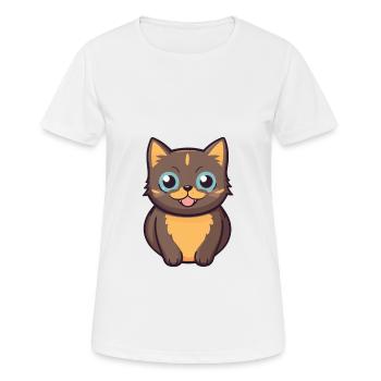 Somali Shorthair Cat Cartoon Watercolor Clipart - Women's Breathable T-Shirt - white - Front - AI Model Female 172 dark (172cm)