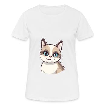 Schneeschuh-Katze-Karikatur-Aquarell-Illustration - Frauen T-Shirt atmungsaktiv - Weiß - Vorne - AI Model Female 172 dark (172cm)