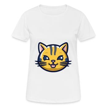 Scottish Straight Cat Cartoon Watercolor Clipart - Women's Breathable T-Shirt - white - Front - AI Model Female 172 dark (172cm)