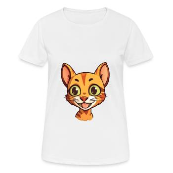 Ocicat chat dessin animé illustration à l’aquarelle - T-shirt respirant Femme - blanc - Devant - AI Model Female 172 dark (172cm)