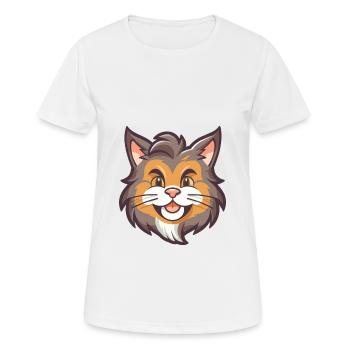 Maine Coon chat dessin animé aquarelle Illustration - T-shirt respirant Femme - blanc - Devant - AI Model Female 172 dark (172cm)
