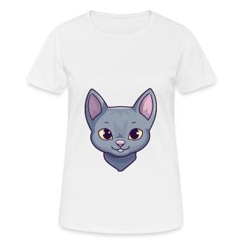 Korat Cat Colorful Cartoon Watercolor Illustration - Women's Breathable T-Shirt - white - Front - AI Model Female 172 dark (172cm)
