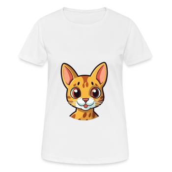 Ocicat Illustration Aquarelle De Dessin Animé Coloré - T-shirt respirant Femme - blanc - Devant - AI Model Female 172 dark (172cm)