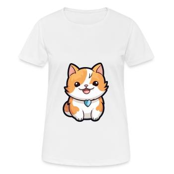 Munchkin Katze Cartoon Aquarell Illustration - Frauen T-Shirt atmungsaktiv - Weiß - Vorne - AI Model Female 172 dark (172cm)