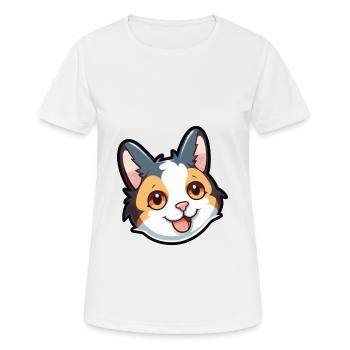 Japanisch Bobtail Katze Karikatur Aquarell Clipart - Frauen T-Shirt atmungsaktiv - Weiß - Vorne - AI Model Female 172 dark (172cm)