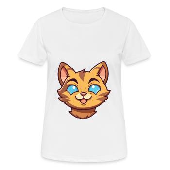 Havanna Braune Katze Karikatur Aquarell Illustration - Frauen T-Shirt atmungsaktiv - Weiß - Vorne - AI Model Female 172 dark (172cm)