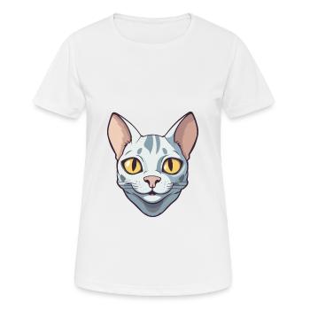 Egyptian Mau Cat Cartoon Watercolor Illustration - Women's Breathable T-Shirt - white - Front - AI Model Female 172 dark (172cm)