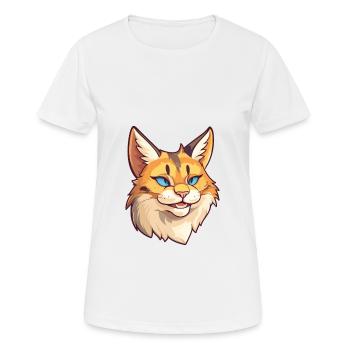 Eurasische Luchskatze Karikatur Aquarell Illustration - Frauen T-Shirt atmungsaktiv - Weiß - Vorne - AI Model Female 172 dark (172cm)