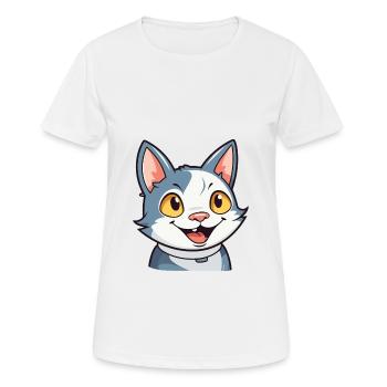 European Shorthair Cat Cartoon Watercolor Clipart - Women's Breathable T-Shirt - white - Front - AI Model Female 172 dark (172cm)