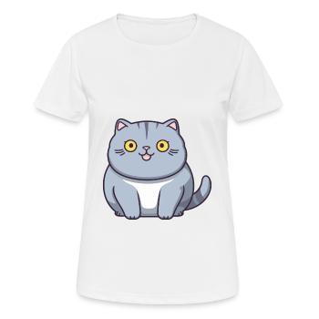 Britisch Kurzhaar Katze Karikatur Aquarell Clipart - Frauen T-Shirt atmungsaktiv - Weiß - Vorne - AI Model Female 172 dark (172cm)