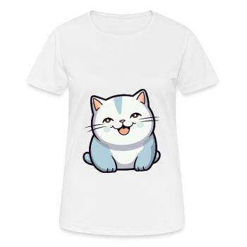 Britische Falte Kurzhaar Katze Karikatur Aquarell Kunst - Frauen T-Shirt atmungsaktiv - Weiß - Vorne - AI Model Female 172 dark (172cm)