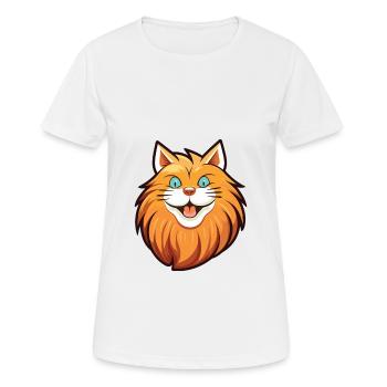 German Longhair Cat Cartoon Watercolor Clipart - Women's Breathable T-Shirt - white - Front - AI Model Female 172 dark (172cm)
