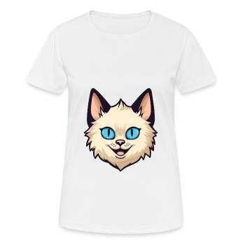 Balinesische Katze Cartoon Aquarell Illustration - Frauen T-Shirt atmungsaktiv - Weiß - Vorne - AI Model Female 172 dark (172cm)