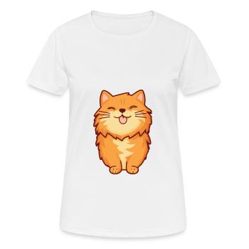 Ginger Longhair chat dessin animé aquarelle Clipart - T-shirt respirant Femme - blanc - Devant - AI Model Female 172 dark (172cm)