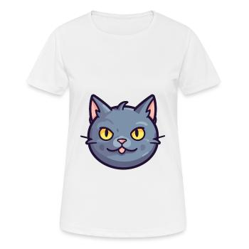 Chartreux Cat Cartoon Watercolor Illustration - Women's Breathable T-Shirt - white - Front - AI Model Female 172 dark (172cm)