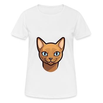 Chat birman européen Cartoon aquarelle Clipart - T-shirt respirant Femme - blanc - Devant - AI Model Female 172 dark (172cm)