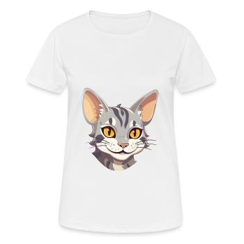 Egyptian Mau Cat Cartoon Watercolor Illustration - Women's Breathable T-Shirt - white - Front - AI Model Female 172 dark (172cm)
