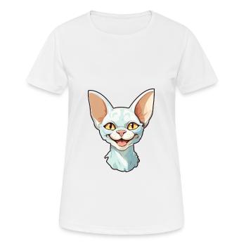 Devon Rex chat dessin animé aquarelle Illustration - T-shirt respirant Femme - blanc - Devant - AI Model Female 172 dark (172cm)