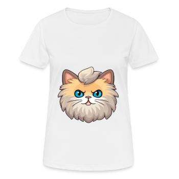 British Longhair Cat Cartoon Watercolor Clipart - Women's Breathable T-Shirt - white - Front - AI Model Female 172 dark (172cm)