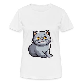 Britische Falte Kurzhaar Katze Karikatur Aquarell Kunst - Frauen T-Shirt atmungsaktiv - Weiß - Vorne - AI Model Female 172 dark (172cm)