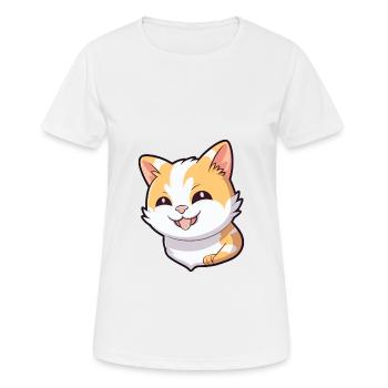 Japanisch Bobtail Katze Karikatur Aquarell Clipart - Frauen T-Shirt atmungsaktiv - Weiß - Vorne - AI Model Female 172 dark (172cm)