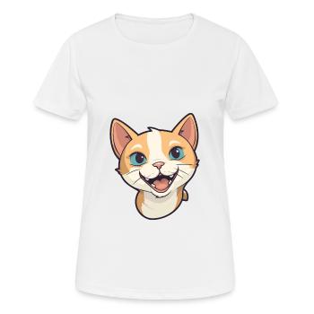 German Rex Cat Cartoon Watercolor Illustration - Women's Breathable T-Shirt - white - Front - AI Model Female 172 dark (172cm)