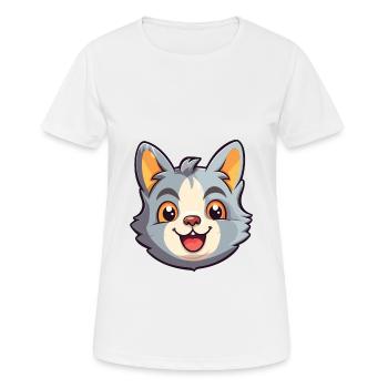 Hauskatze Cartoon Aquarell Illustration - Frauen T-Shirt atmungsaktiv - Weiß - Vorne - AI Model Female 172 dark (172cm)