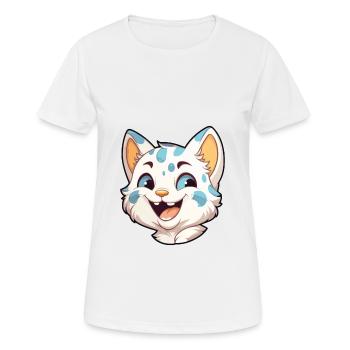 Australian Spotted Mist Cat Cartoon Watercolor Art - Women's Breathable T-Shirt - white - Front - AI Model Female 172 dark (172cm)