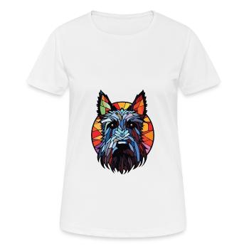 Scottish Terrier Dog Breed Watercolor Illustration - Women's Breathable T-Shirt - white - Front - AI Model Female 172 dark (172cm)