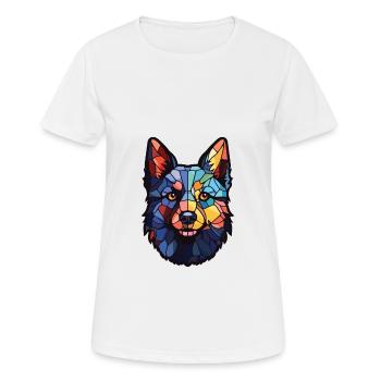 Schipperke chien race aquarelle verre Illustration - T-shirt respirant Femme - blanc - Devant - AI Model Female 172 dark (172cm)