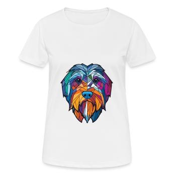 Schapendoes race chien aquarelle illustration - T-shirt respirant Femme - blanc - Devant - AI Model Female 172 dark (172cm)