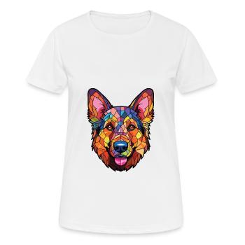 Saarlooswolfhond Dog Breed Watercolor Illustration - Women's Breathable T-Shirt - white - Front - AI Model Female 172 dark (172cm)