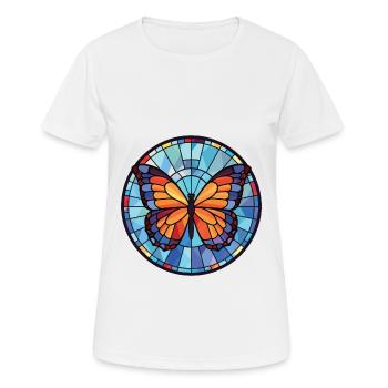 Schmetterling bunte Aquarell Tier Illustration - Frauen T-Shirt atmungsaktiv - Weiß - Vorne - AI Model Female 172 dark (172cm)