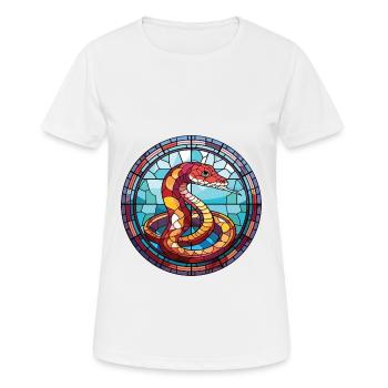 Kobra, farbenfrohe Aquarell-Tierhaustier-Illustration - Frauen T-Shirt atmungsaktiv - Weiß - Vorne - AI Model Female 172 dark (172cm)